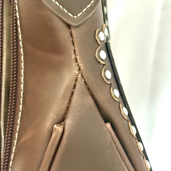 Montana West Western Style Tooled Leather And Studded Crossbody - Picture 15 of 15